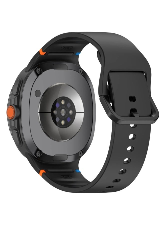 سوار سيليكون ناعم مع مشبك لهاتف سامسونج جالاكسي 8، متوافق مع جالاكسي 8 كلاسيك 46 مم وساعة جالاكسي 8 40 و44 مم (أسود) - Image 1